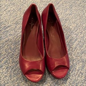 Cole Haan open toe wedges purple/pink